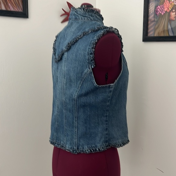Ruffle Jean vest, Victorian style, clasp front, Jean vest, sale, vest - Picture 7 of 14